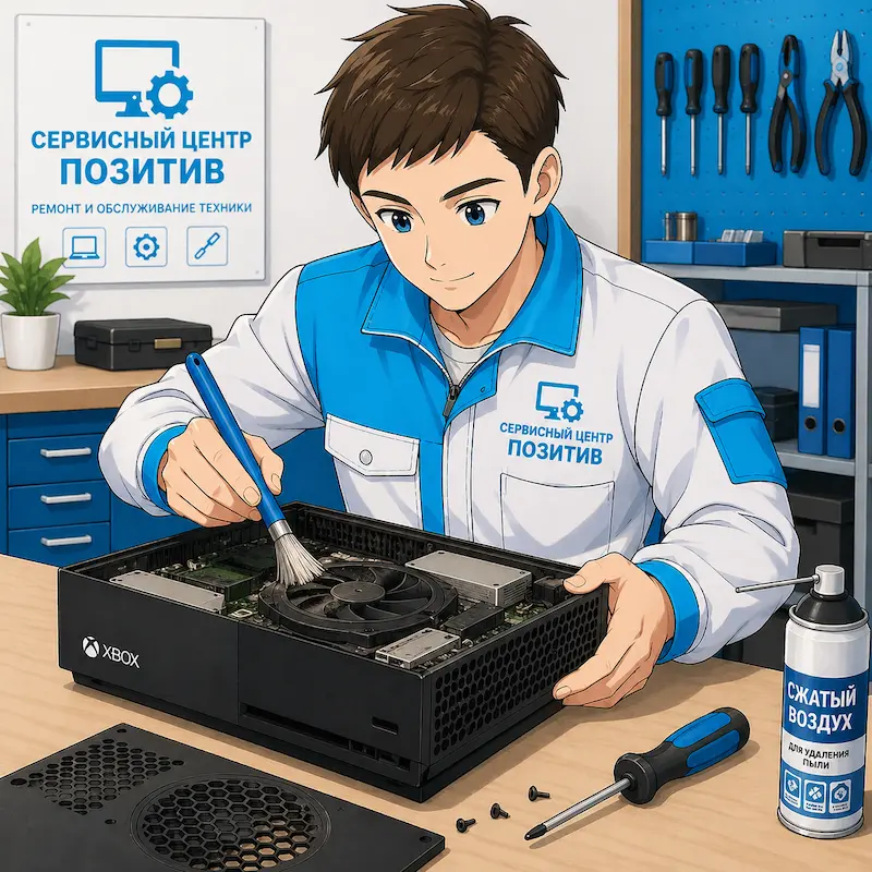 Чистка игровой приставки от пыли и замена термопасты в Рязани