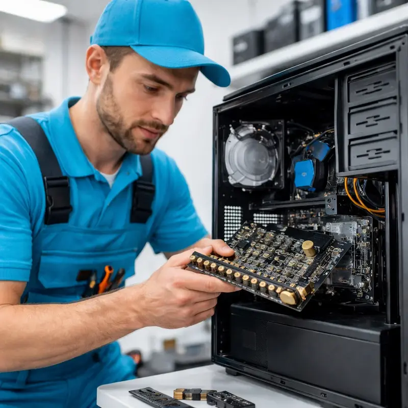 Мастер устанавливает звуковую карту на ПК в Рязани